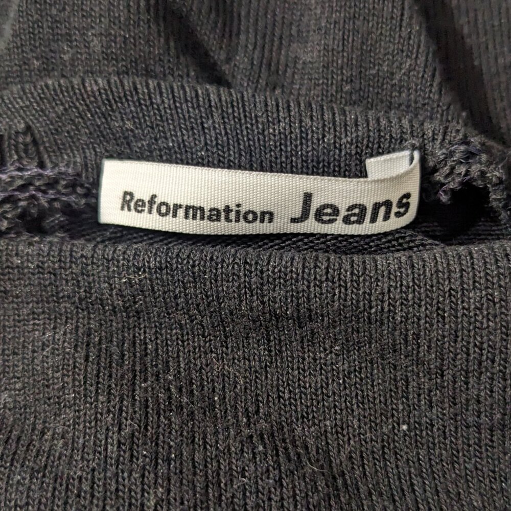 reformation jeans mockneck cropped top knit sweater black size small - Picture 4 of 6